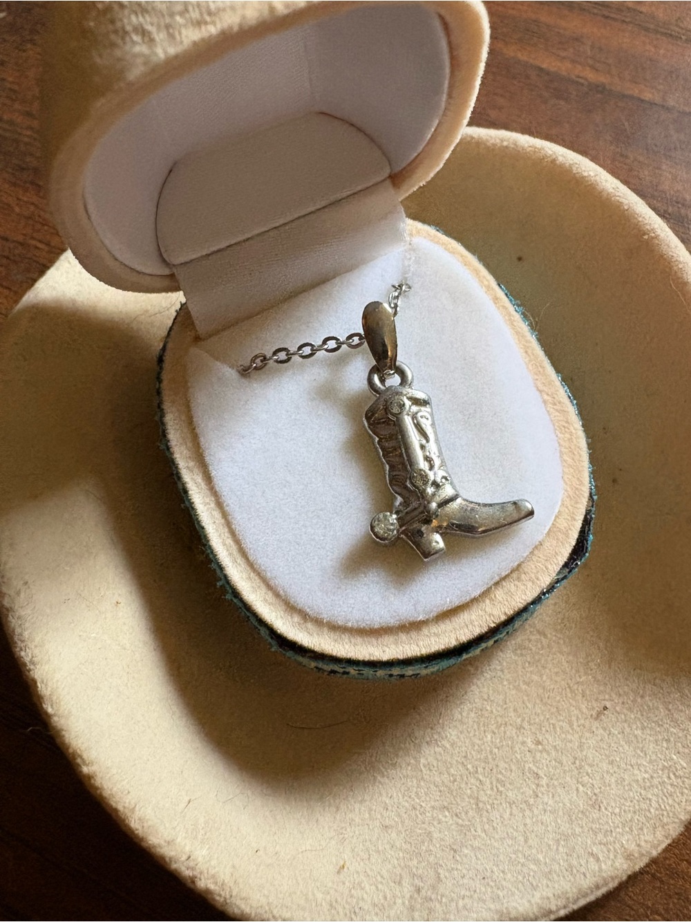 Cowboy Boot Pendant Necklace in Silver - Women's Western Jewelry